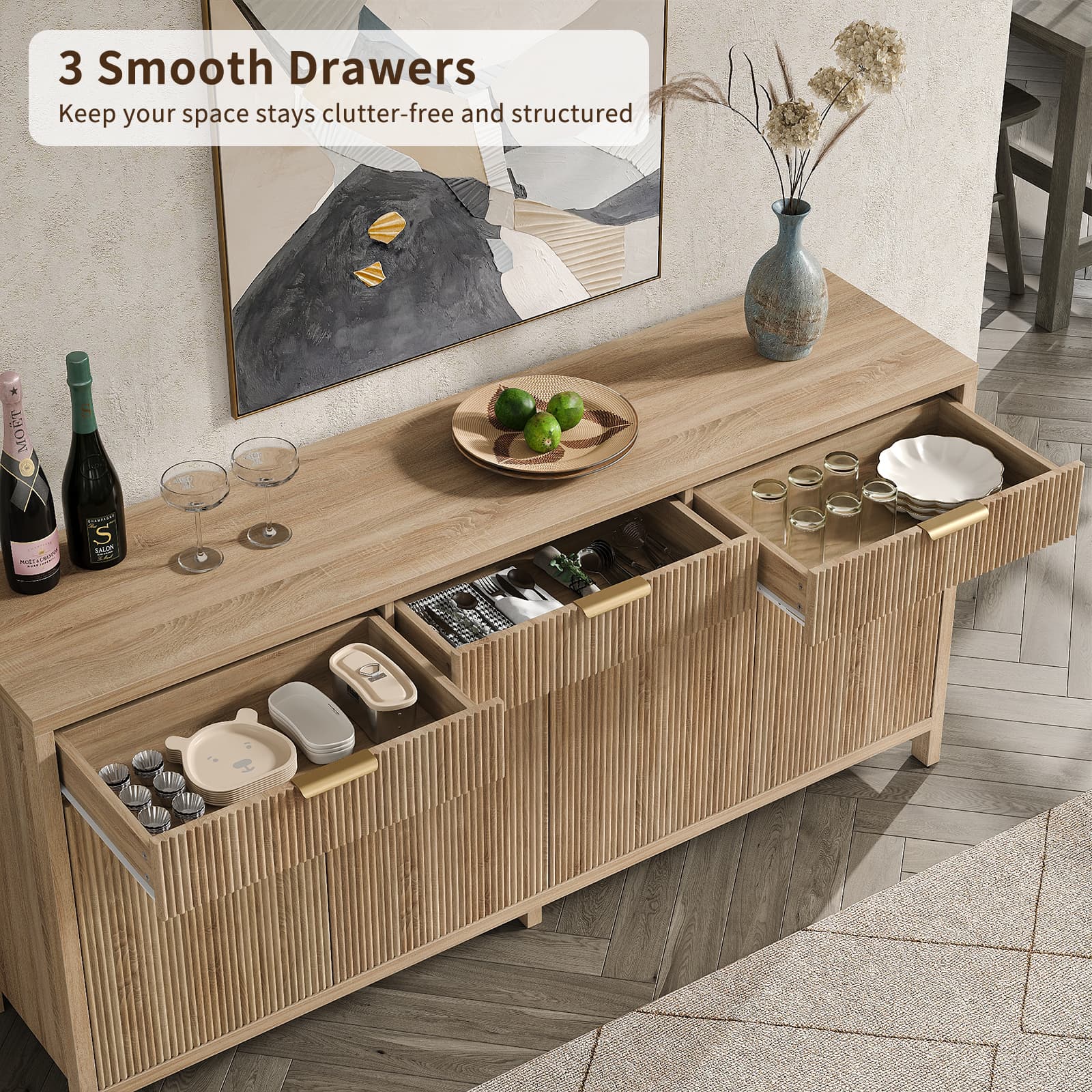 Vektaya US-SC005 66'' Storage Cabinet with Drawers & Doors Yanosaku Sotre