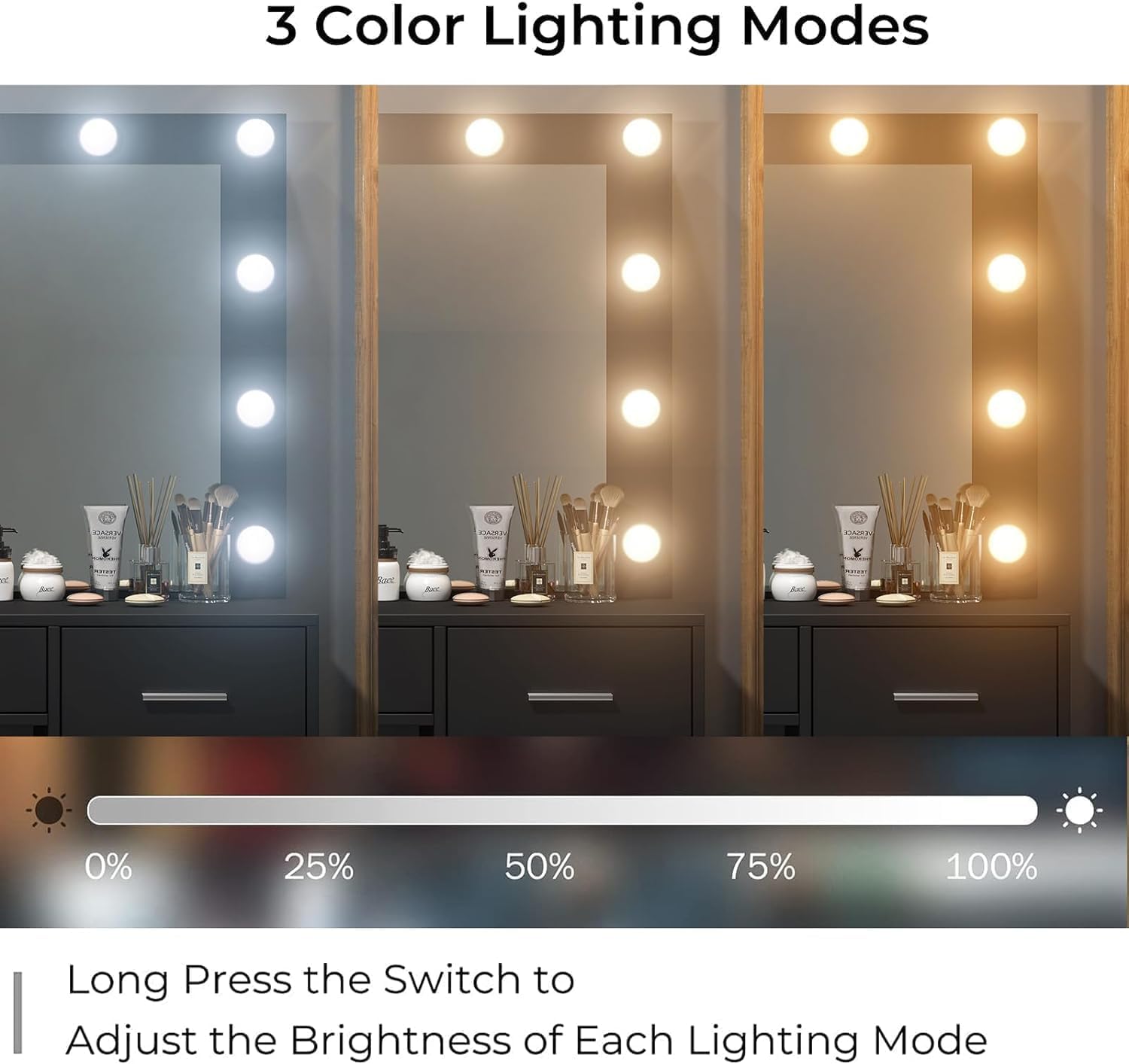 Vektaya US-VD001 Bedroom Makeup Vanity desk with LED Mirror, 5 Drawers Yanosaku Sotre