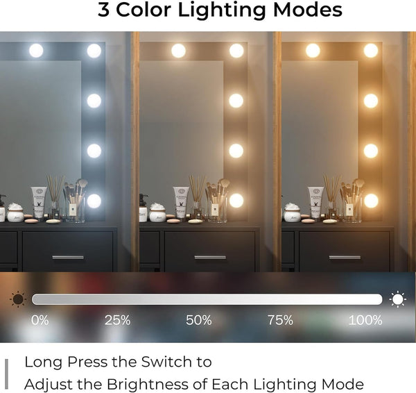 Vektaya US-VD001 Bedroom Makeup Vanity desk with LED Mirror, 5 Drawers