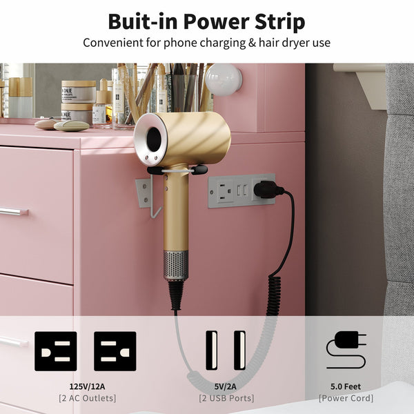 Vektaya US-VD001 Bedroom Makeup Vanity desk with LED Mirror, 5 Drawers