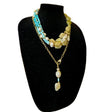 Yellow and Peruvian Blue Opal Multistrand Necklace