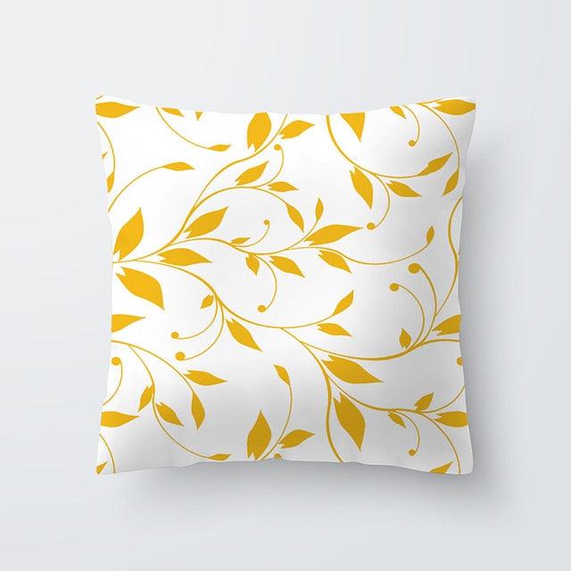 Yellow Pillow Case Cushion Cover Geometric Polyester Pillowcase Home Decorative Yellow Grey Modern Pillow Covers Beautiful Pattern Linen Square Pillow Case For Sofa Couch 45x45CM
