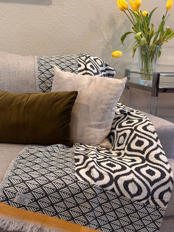Ikat Yellow Turkish Throw