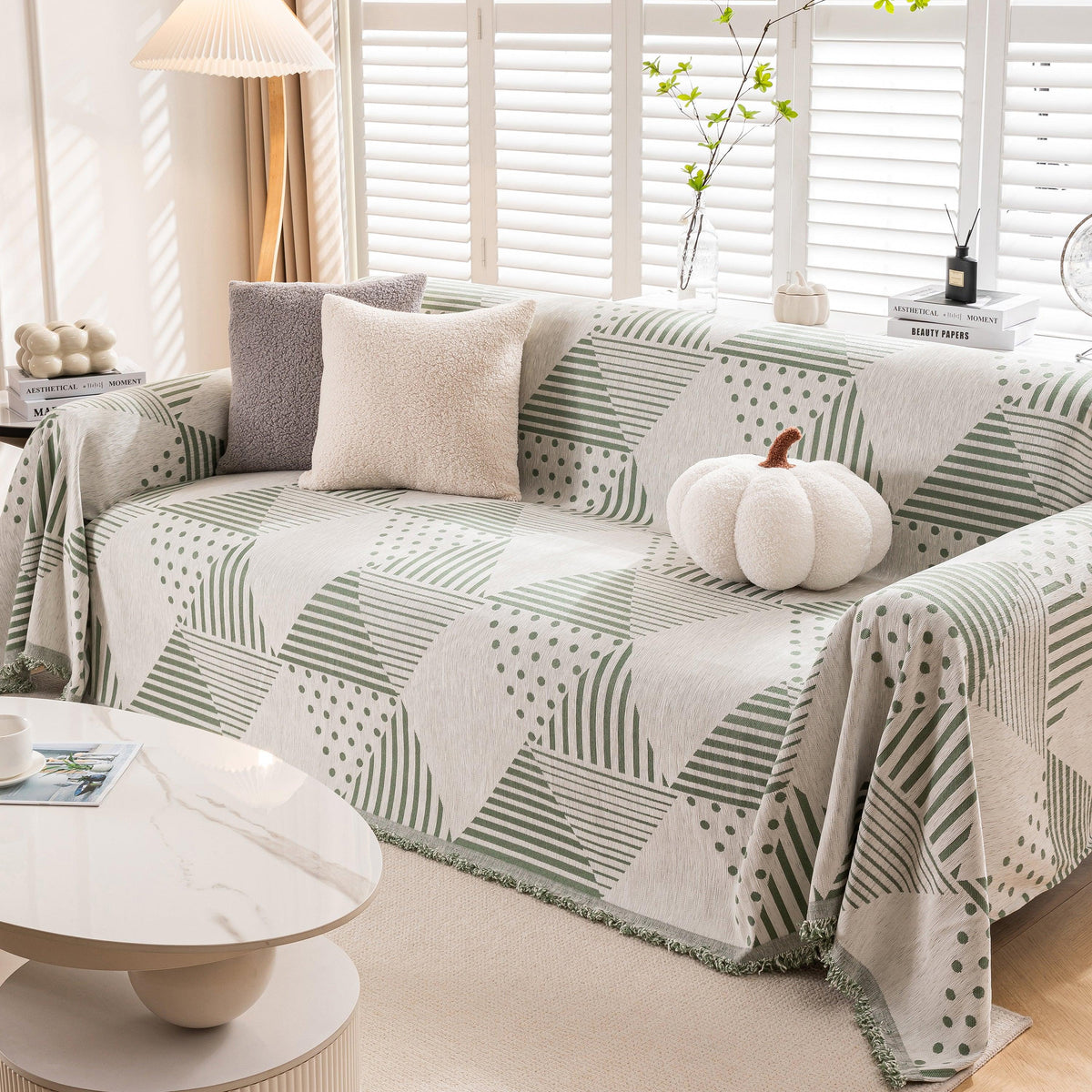 Chenille Geometric Patterned Sofa Throw, Couch Covers for Sectionals for Pets, Throw Cover for Couch