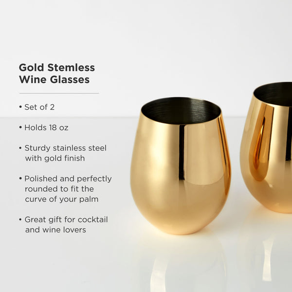 Belmont Stemless Wine Glasses, Set of 2