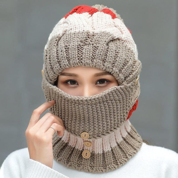 Ymsaid Fashion Winter Hat Thickened Cotton Women's Hat Warm PomPoms Hats For Women Girl Knitted Beanies Female Skiing Cap - Gifts for You 'n Me