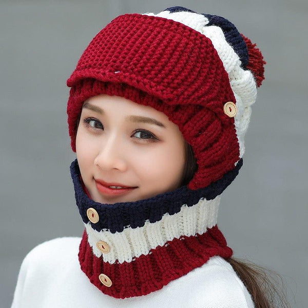 Ymsaid Fashion Winter Hat Thickened Cotton Women's Hat Warm PomPoms Hats For Women Girl Knitted Beanies Female Skiing Cap - Gifts for You 'n Me