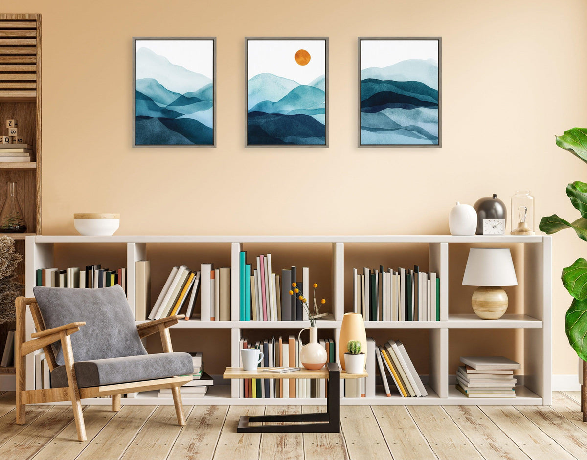 Sylvie Blue Mountain Range Framed Canvas Set by Amy Lighthall