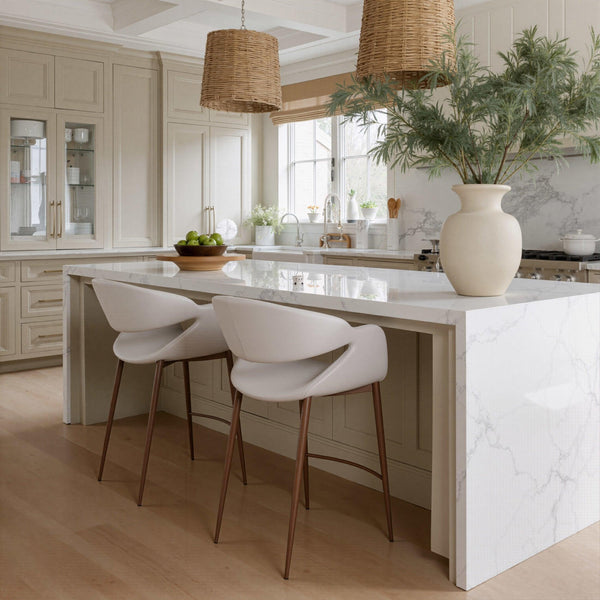 Limay Counter Stool Beige & Walnut