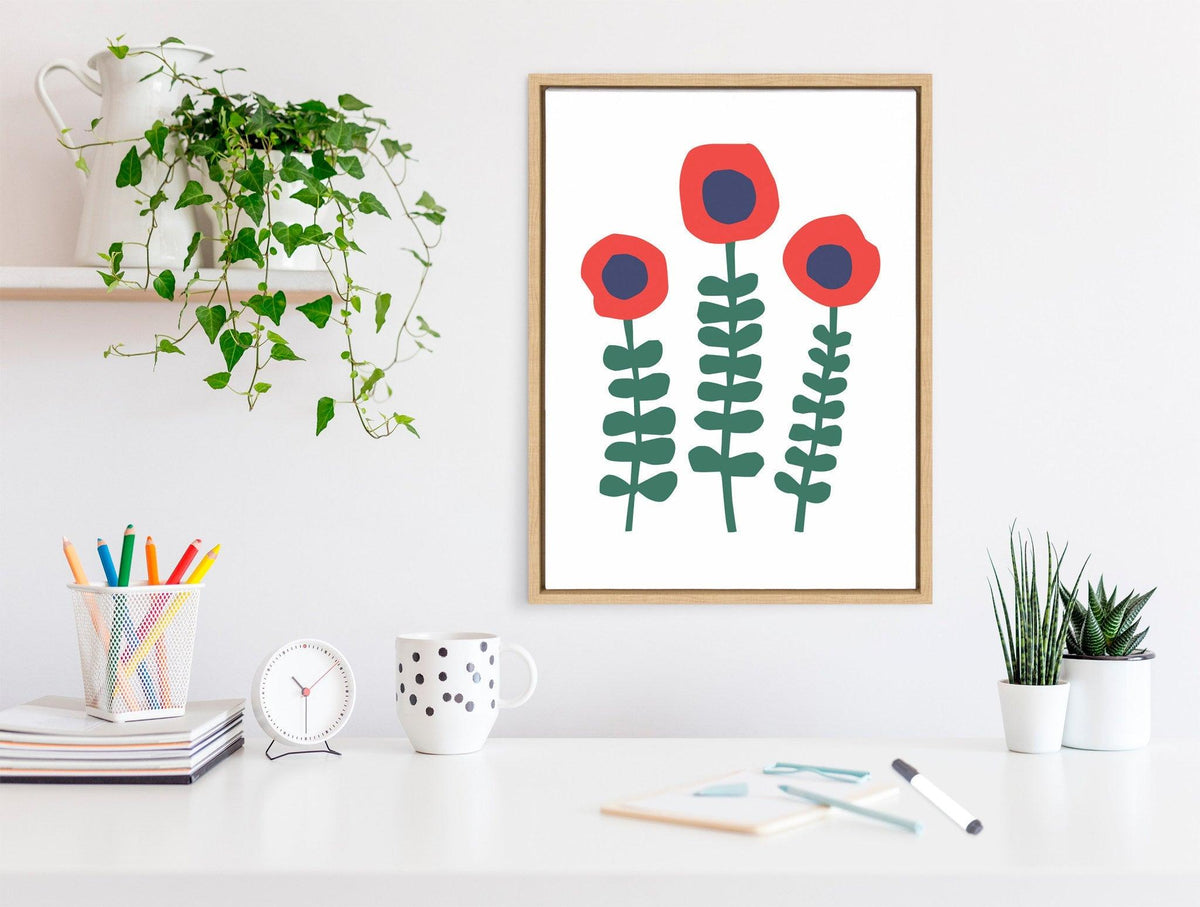 Sylvie Red Flowers Framed Canvas by Myriam Van Neste