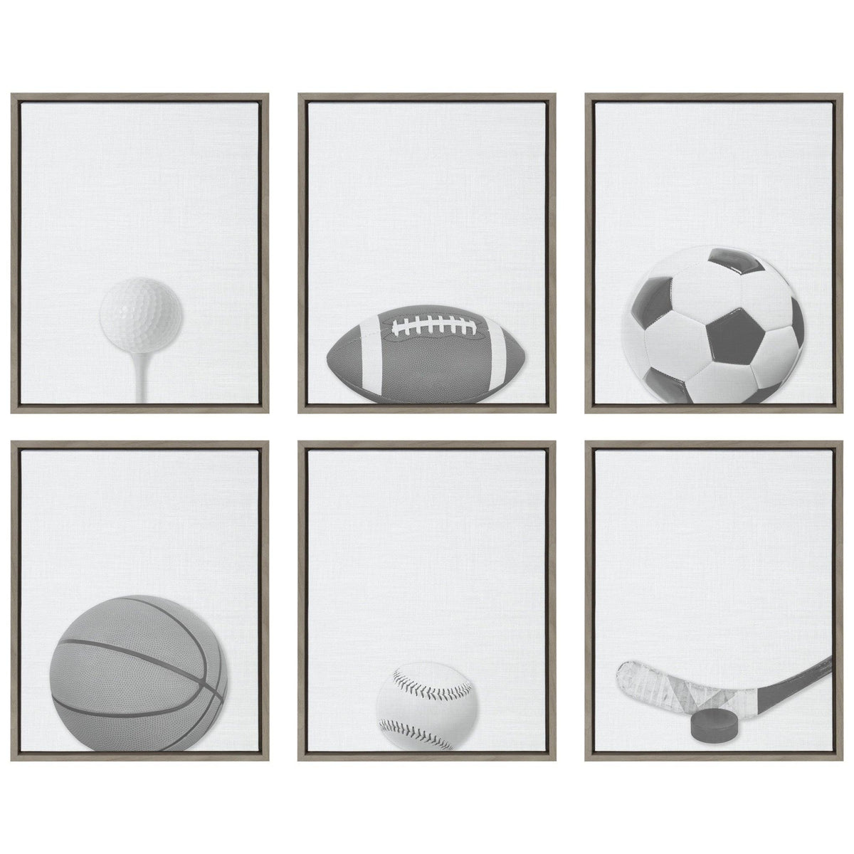 Sylvie Golf Ball Portrait Framed Canvas, Gray 18x24