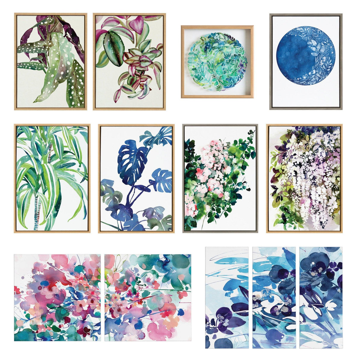 Sylvie CI Monstera Blue Magic Framed Canvas by Ingrid Sanchez of CreativeIngrid