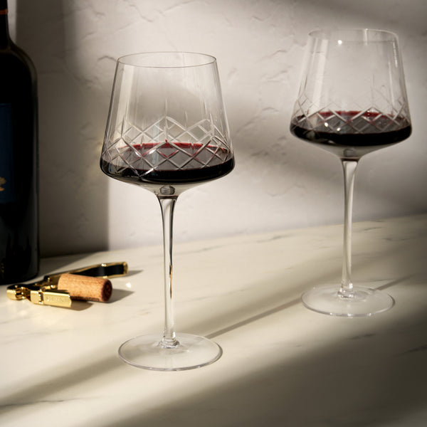 Admiral Crystal Burgundy Wine Glasses, Set of 2