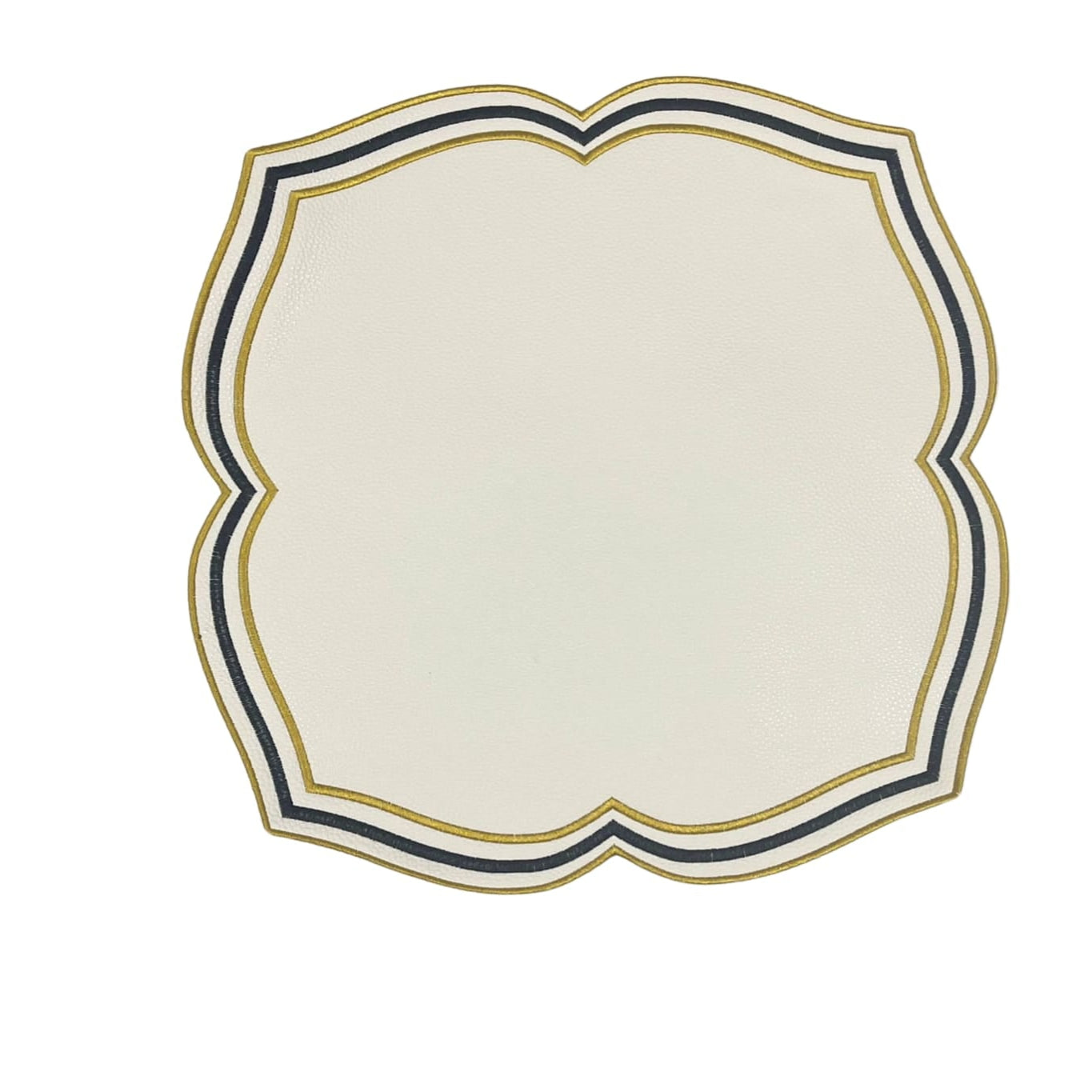 SPRING TABLE DECOR – ZEAL WHITE BLACK & GOLD FAUX LEATHER PLACEMAT