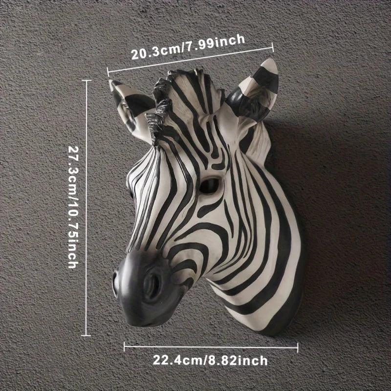 Zebra Head - Hand-Painted Boho White Wall