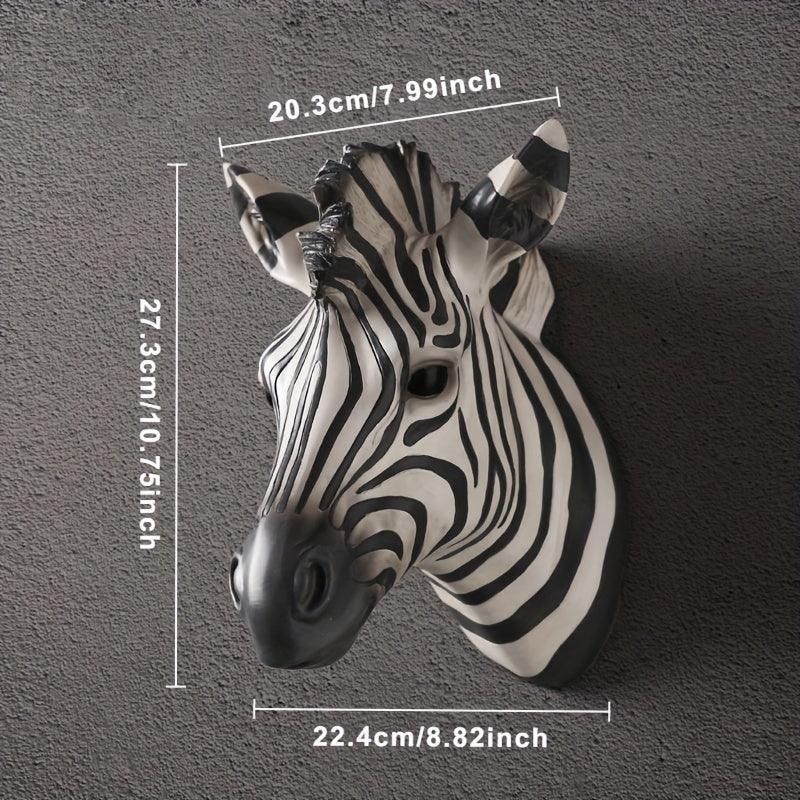 Zebra Head - Hand-Painted Boho White Wall