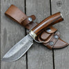 Zen Damascus Hunting Knife with Exotic Rose Wood Handle