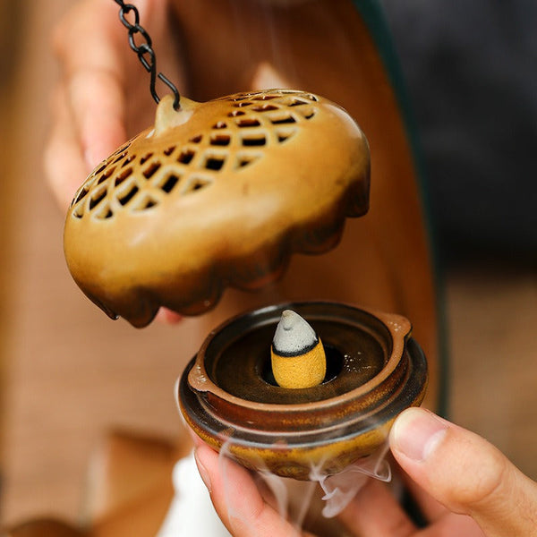 Zen Hanging Lotus Backflow Incense Burner LED Lamp