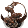 15 in. H Indoor Multi-Tier Metal Floral Leaf Tabletop Fountain with Stone-Filled Base