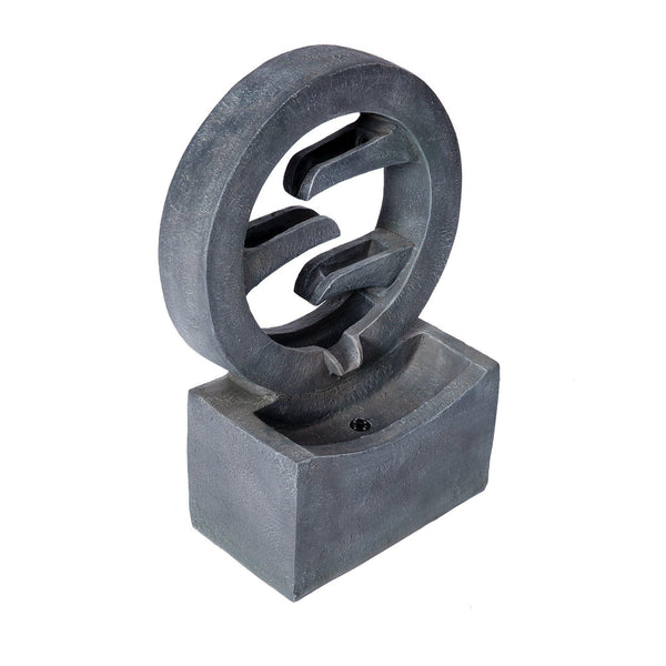 Resin Zen Ring Outdoor Water Fountain with Warm LED