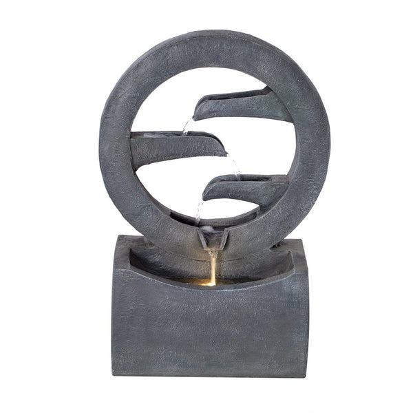 Resin Zen Ring Outdoor Water Fountain with Warm LED