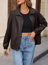 Zip Up Dropped Shoulder Jacket - Chocolate / L