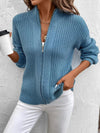 Zip Up Long Sleeve Cardigan - French Blue / L