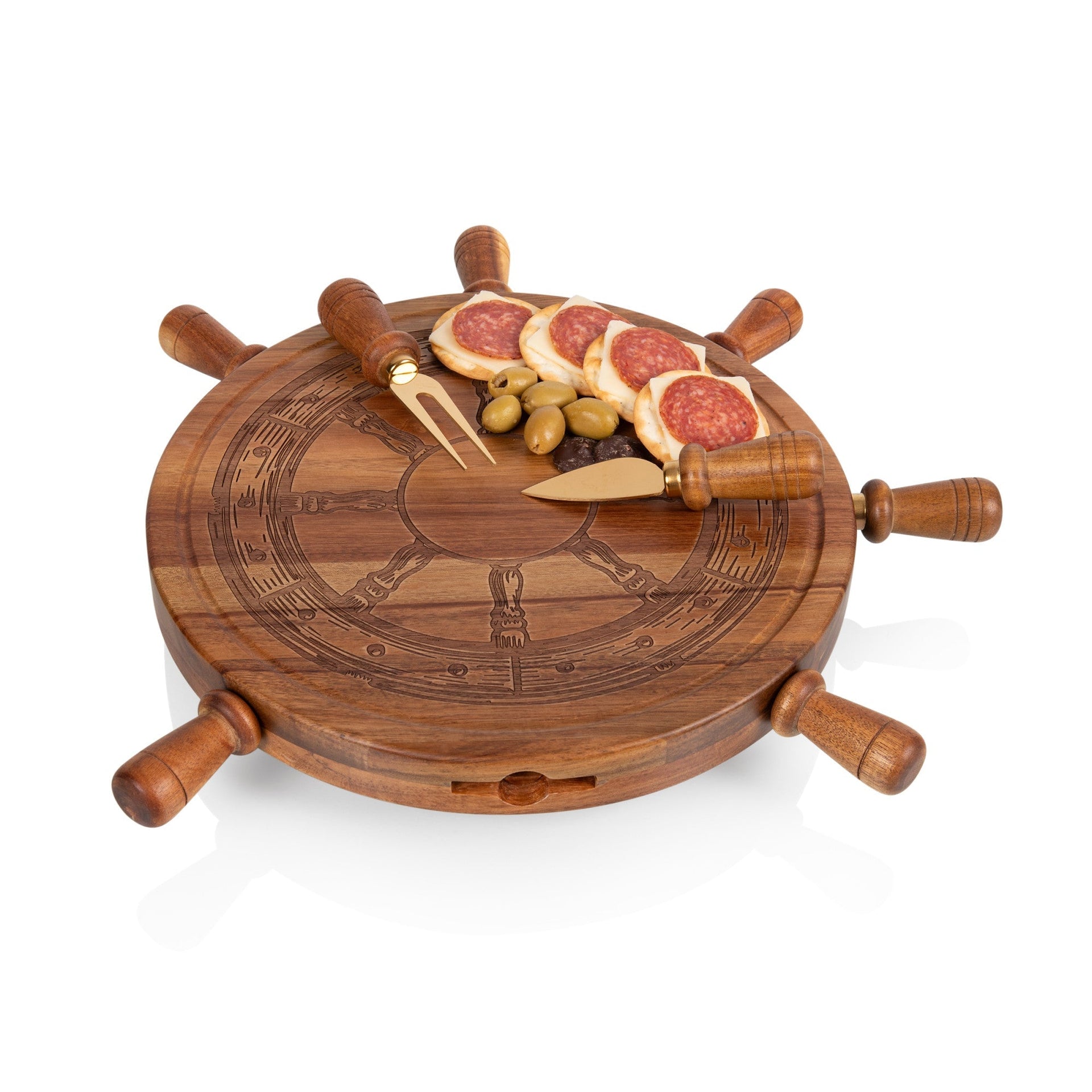 Helmsman Lazy Susan Cheese Board with Tool Set Picnic Time Family of Brands