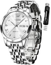 OLEVS Elegant Silver: Two-Tone Men’s Diamond Watch