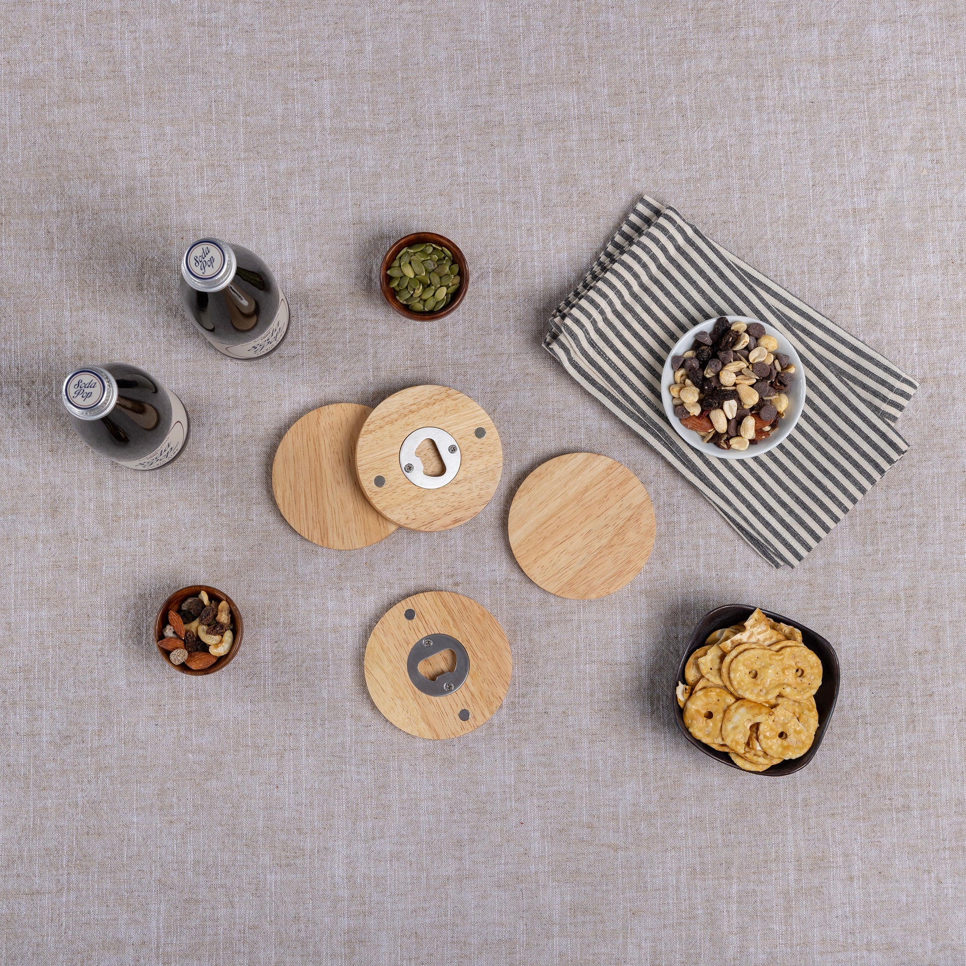 Coasters with Bottle Openers Set of 4