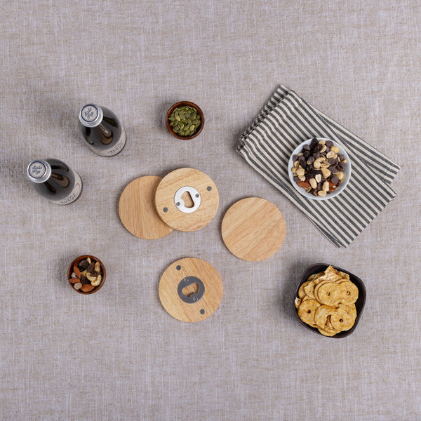 Coasters with Bottle Openers Set of 4