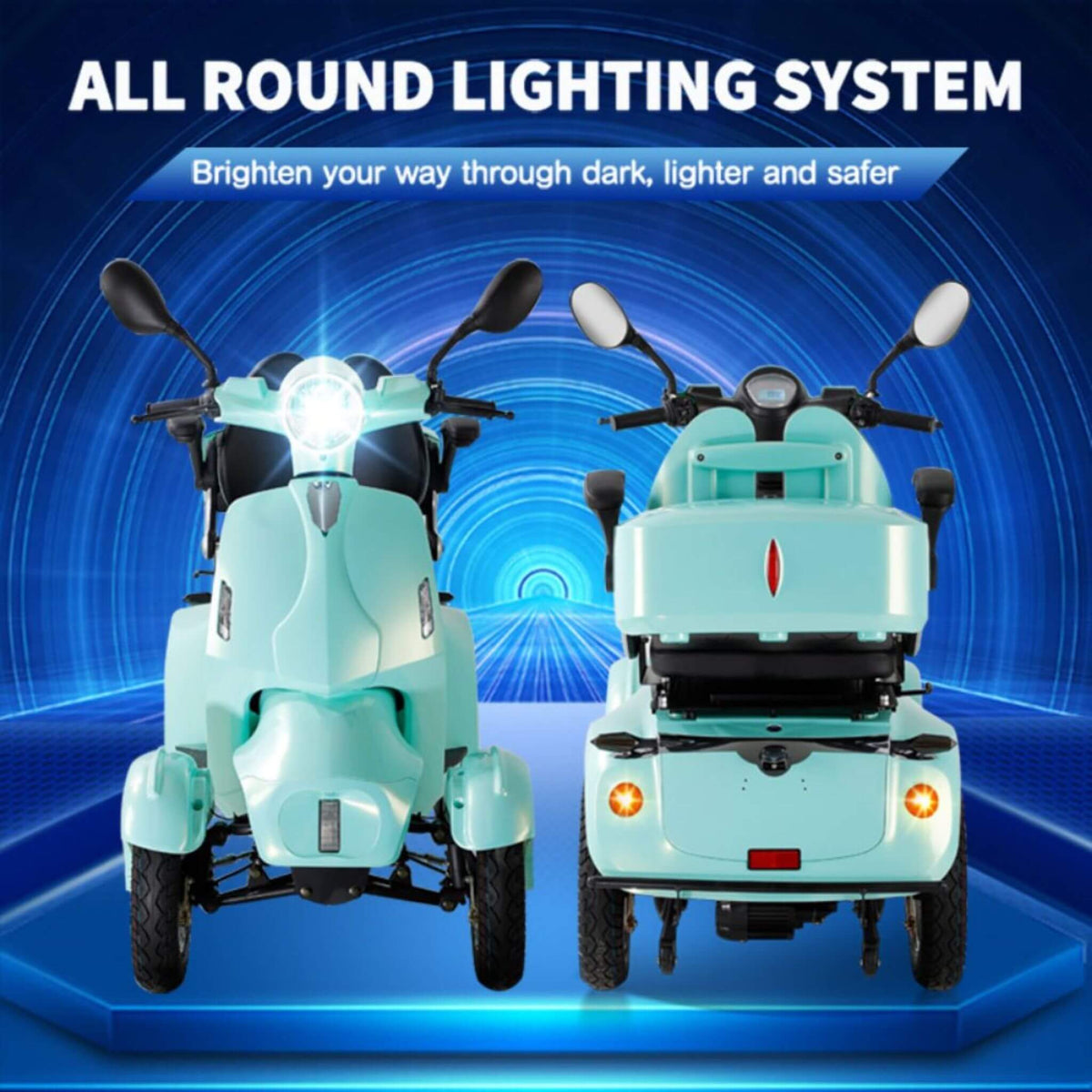 Zvg Heavy-Duty 800W 60V20AH Four Wheel All-Terrain Travel Mobility Scooter For Adults And Seniors, 500LBS (SAK97156)