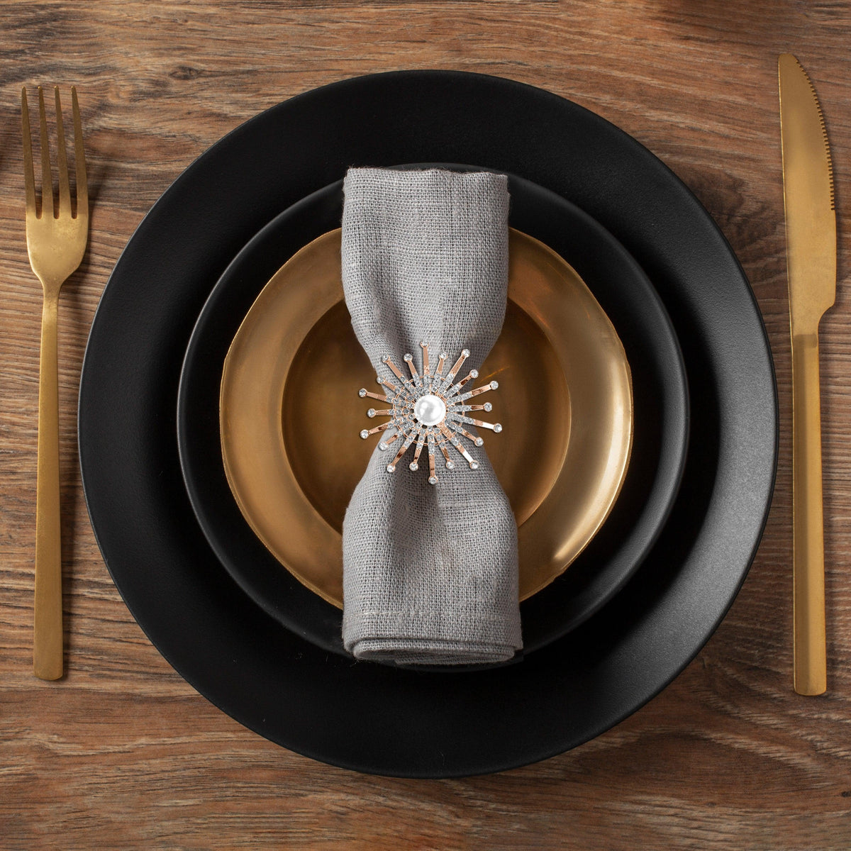 Gold Floral Napkin Rings – Golden Blossom
