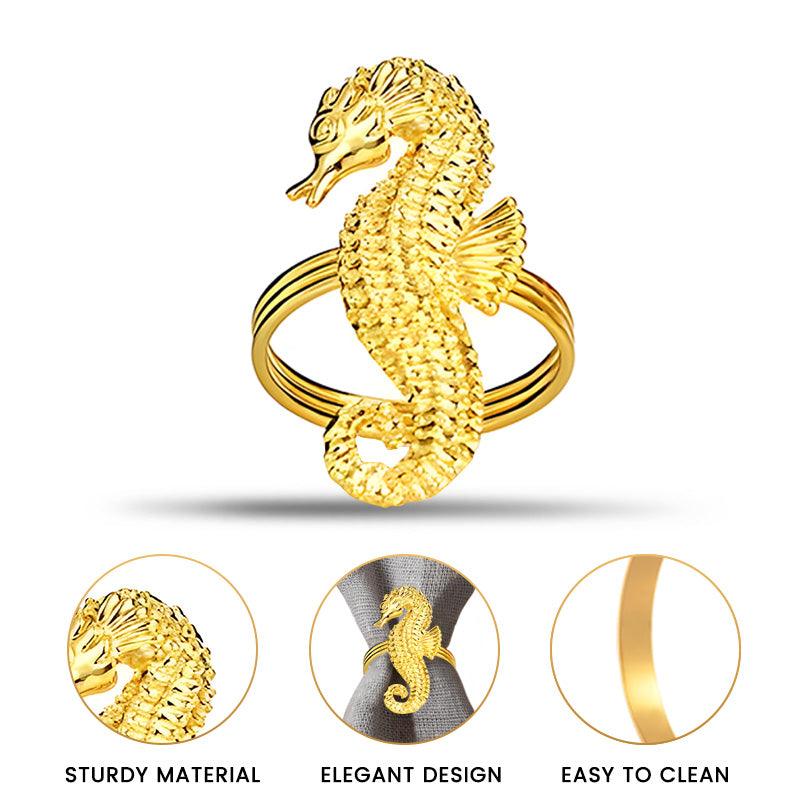 Gold Seahorse Napkin Rings – Ocean Majesty