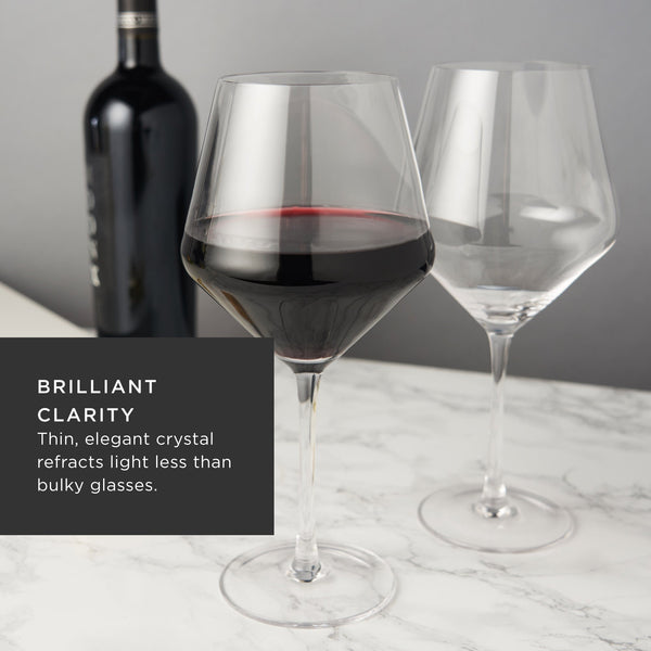 Raye Angled Crystal Burgundy Glasses Set of 2