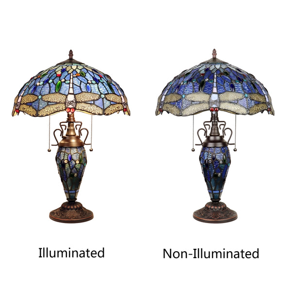 CHLOE Lighting SUNNIVA Dragonfly-Style Dark Bronze 3 Light Double Lit Table Lamp 16