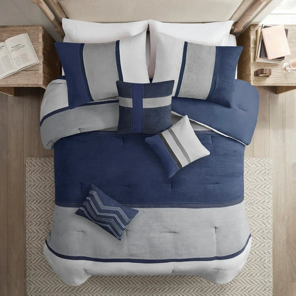 Palisades 7 Piece Faux Suede Comforter Set by Madison Park - Gifts for You 'n Me