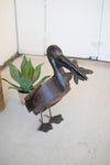 RUSTIC RECYLED METAL PELICAN WITH FISH