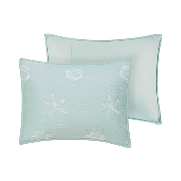 Seaside 4 Piece Cotton Coverlet Set - Aqua