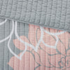 Lola 6 Piece Reversible Cotton Printed Coverlet Set - Grey/Blush