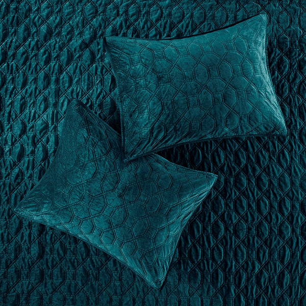 Harper Velvet 3 Piece Coverlet Set - Teal