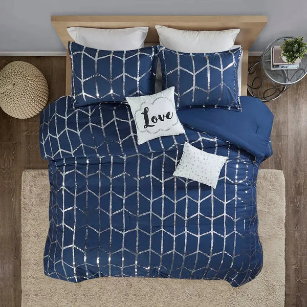 Raina Metallic Printed Comforter Set by Intelligent Design - Gifts for You 'n Me
