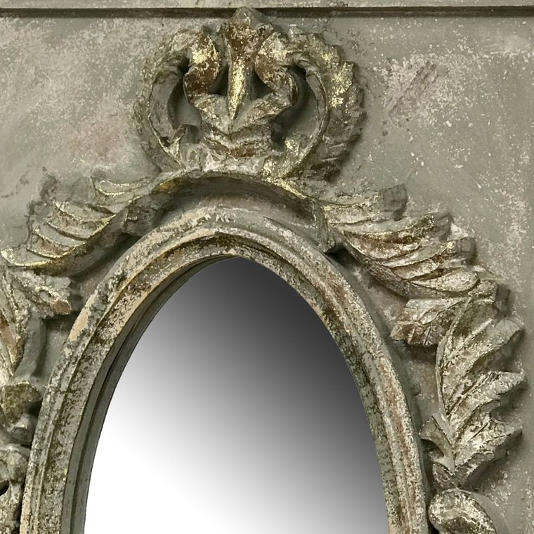 Hand Carved Wood Portrait Wall Mirror