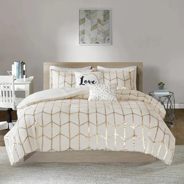 Raina Metallic Printed Comforter Set by Intelligent Design - Gifts for You 'n Me