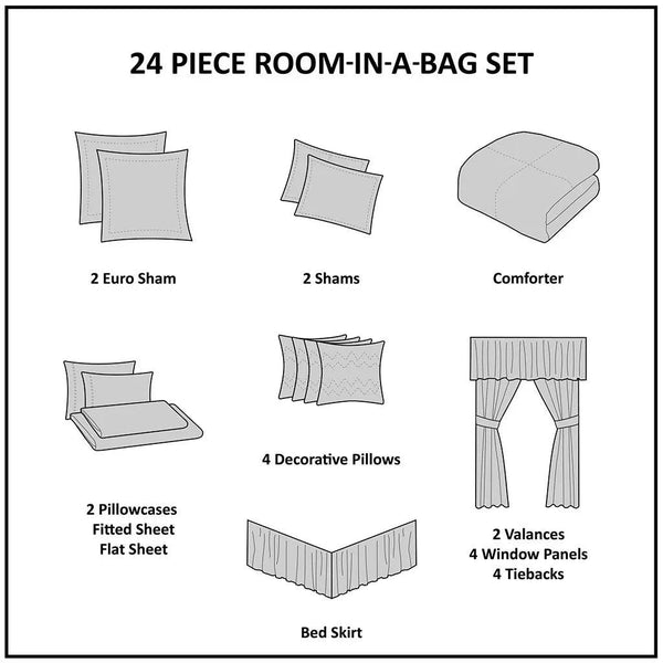 Brystol 24 Piece Room in a Bag by Madison Park Essentials - Gifts for You 'n Me