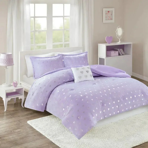 Rosalie Metallic Printed Plush Comforter Set by Mi Zone - Gifts for You 'n Me