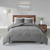 Finley 3 Piece Cotton Waffle Weave Comforter Set - Grey