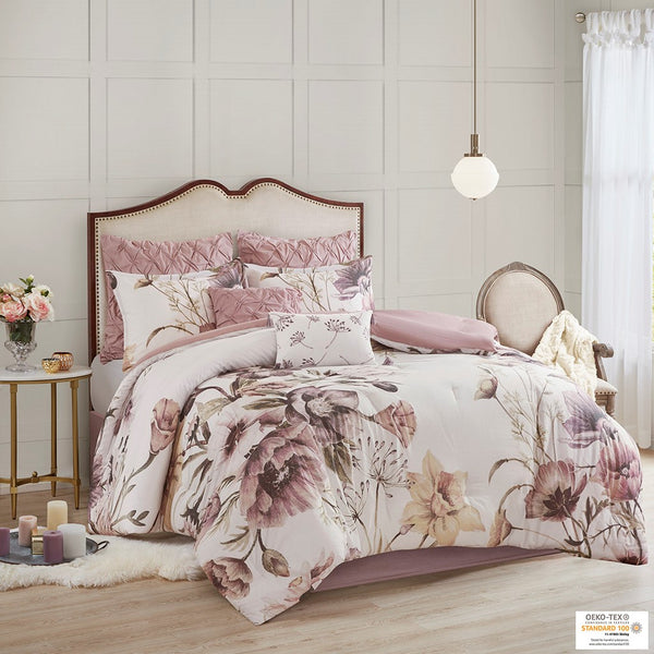 Cassandra 8 Piece Cotton Printed Comforter Set - Blush - Gifts for You 'n Me