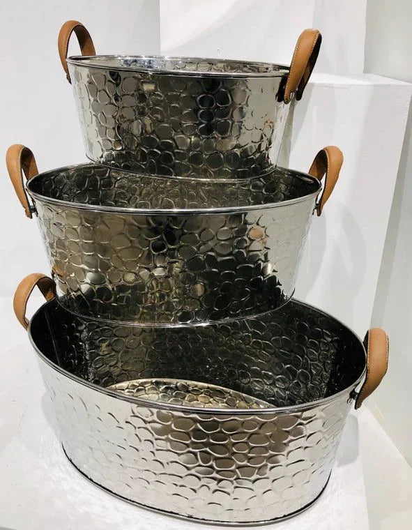 Set Of 3 Chrome Pebble Beach Beverage Tubs - Gifts for You 'n Me