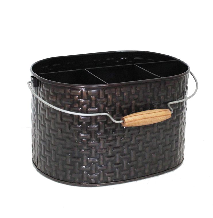 Four Compartment Glossy Bronze Oval Utensil Caddy - Gifts for You 'n Me